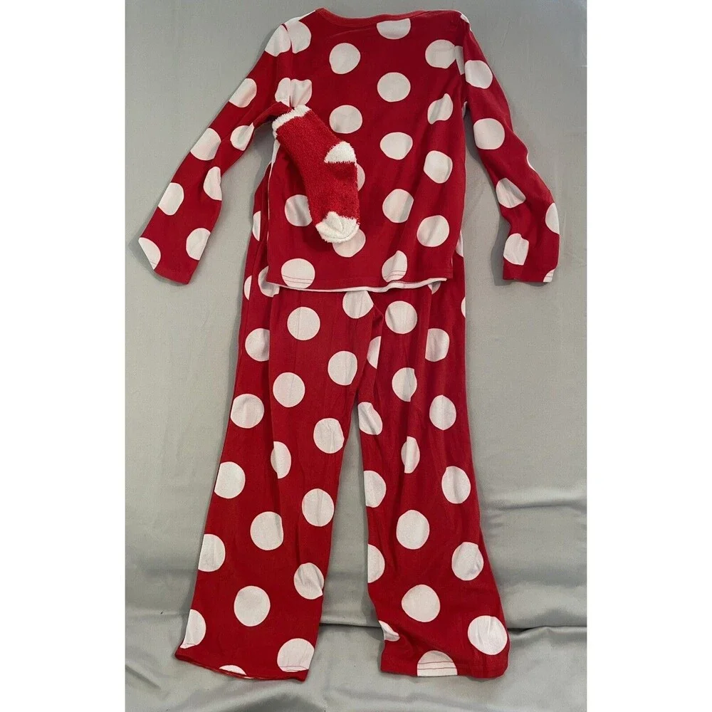 Hello Kitty Pajamas Girls Size 8 Red and White Top Bottoms Socks Set